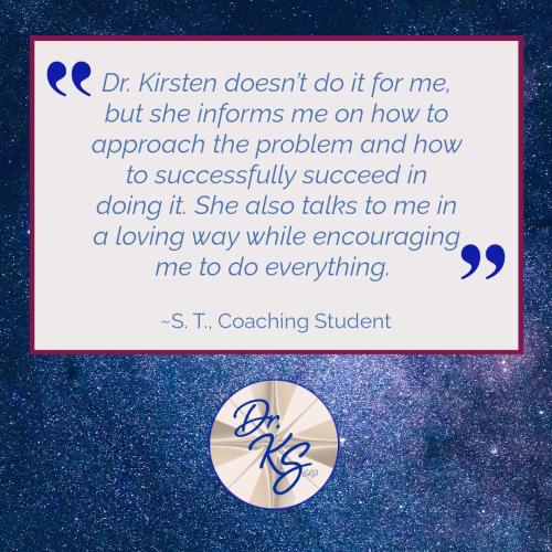 Testimonial for Dr. Kirsten Stein from coaching student ST