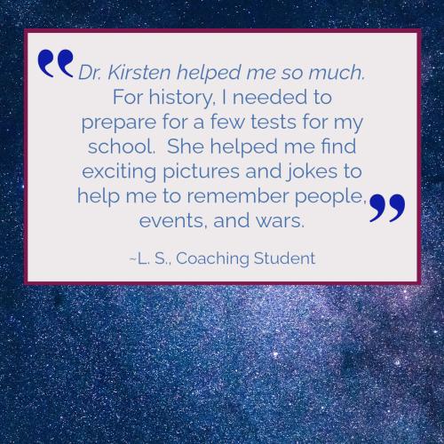 Testimonial for Dr. Kirsten Stein from coaching student LS